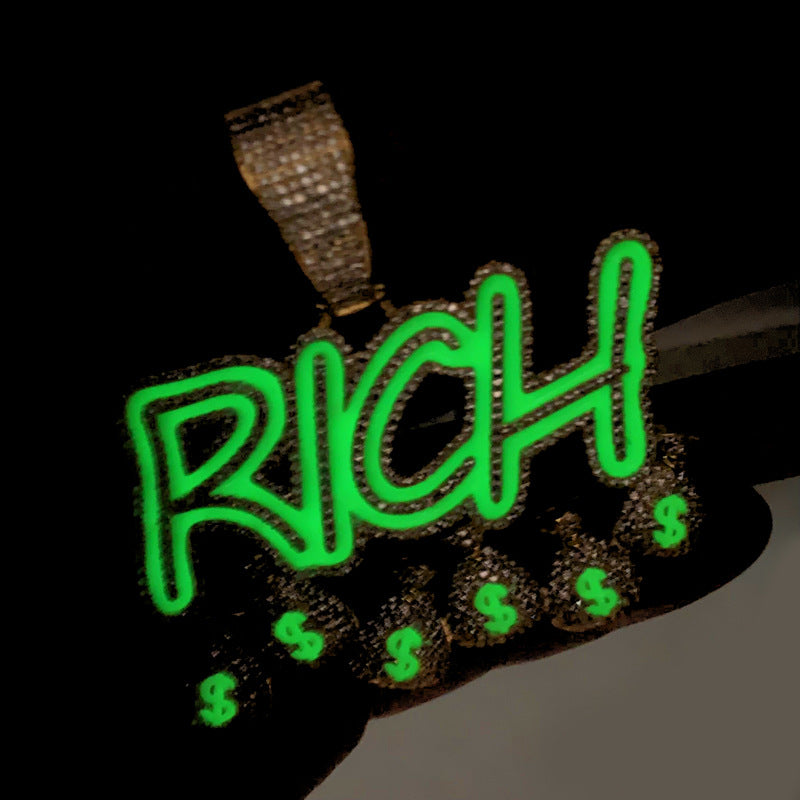 Flex “RICH” Glow Pendant – w/ Chain