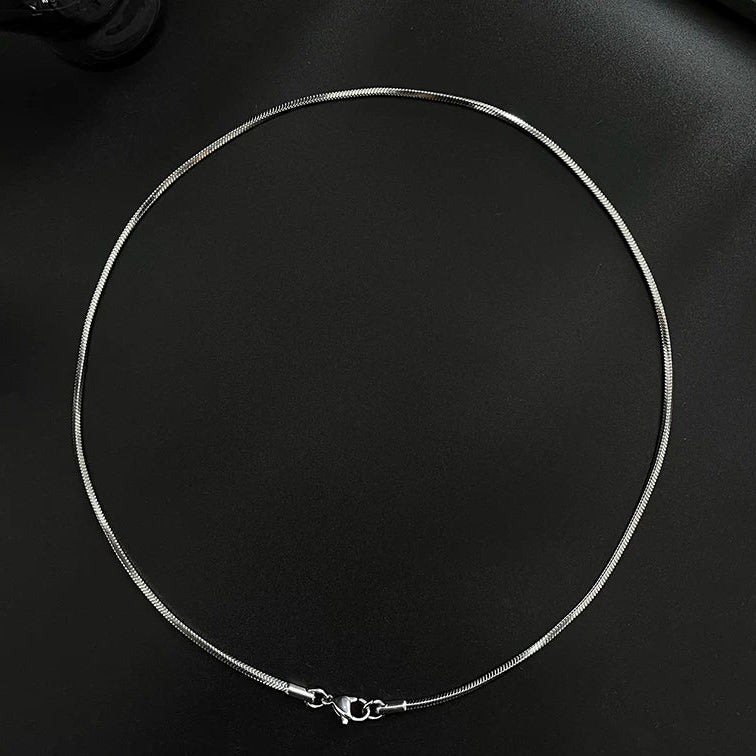2MM White Gold Snake Chain - Men’s Silver Sleek Necklace