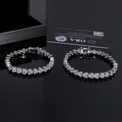 5MM Moissanite Tennis Chain - Heart Cut VVS S925 Silver
