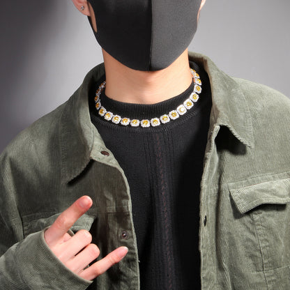 12MM Gold Tennis Chain - Men’s Iced Yellow Diamond Chain