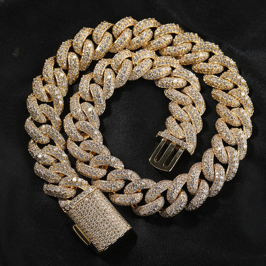 18MM 18K Gold Plated Cuban Link Chain - Fully Iced