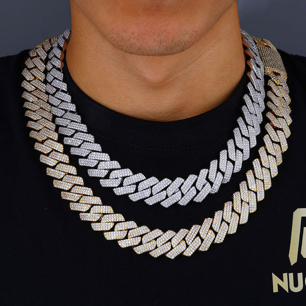 20mm 3-Row VVS Iced Out Cuban Link Chain