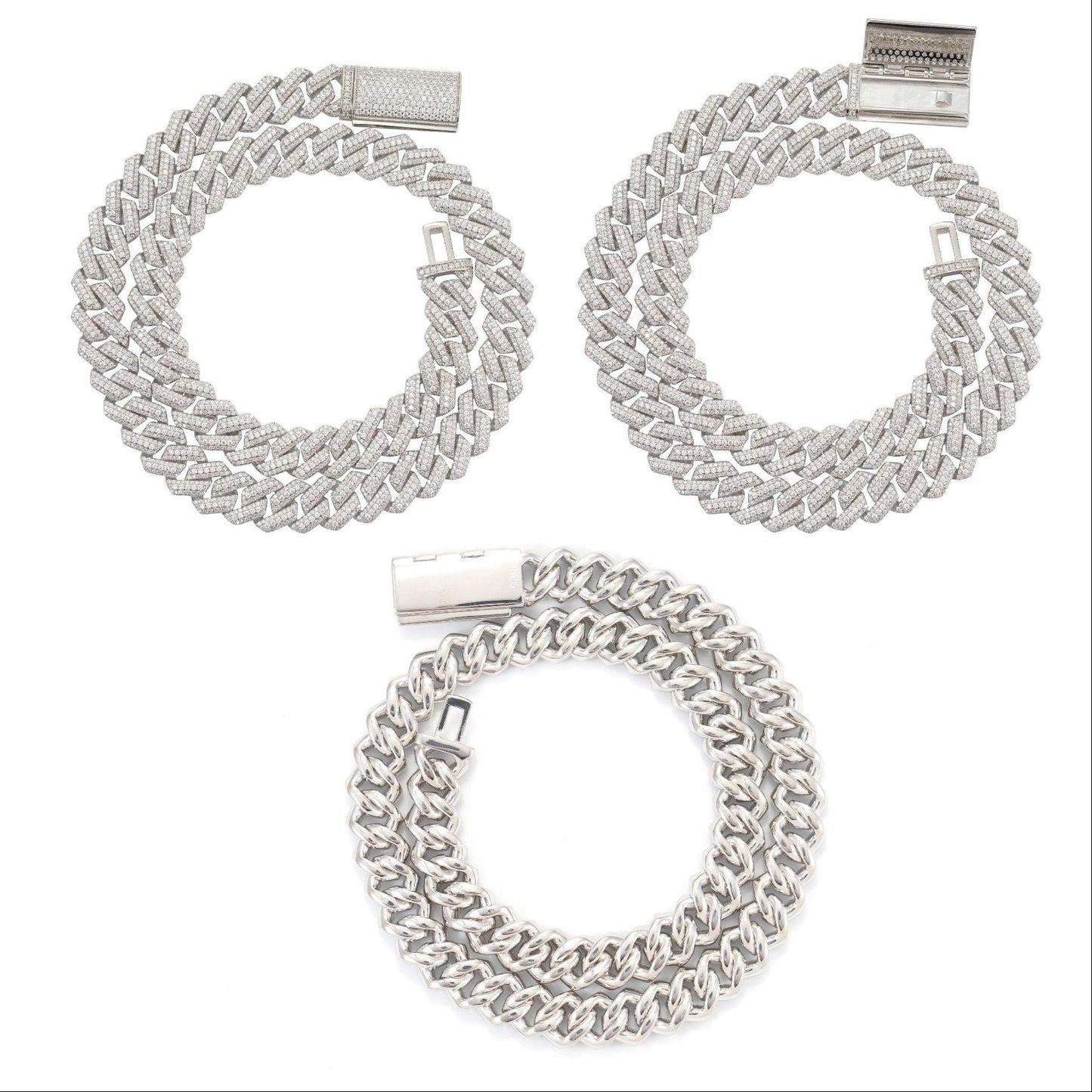 12MM Moissanite Cuban Link Chain - 3 Row Iced S925 Silver