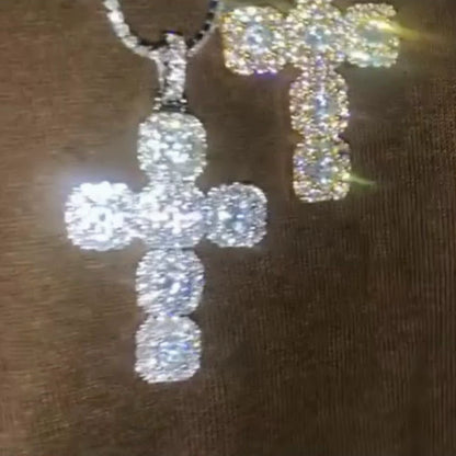 Large Diamond Cross Pendant - Ice Grind