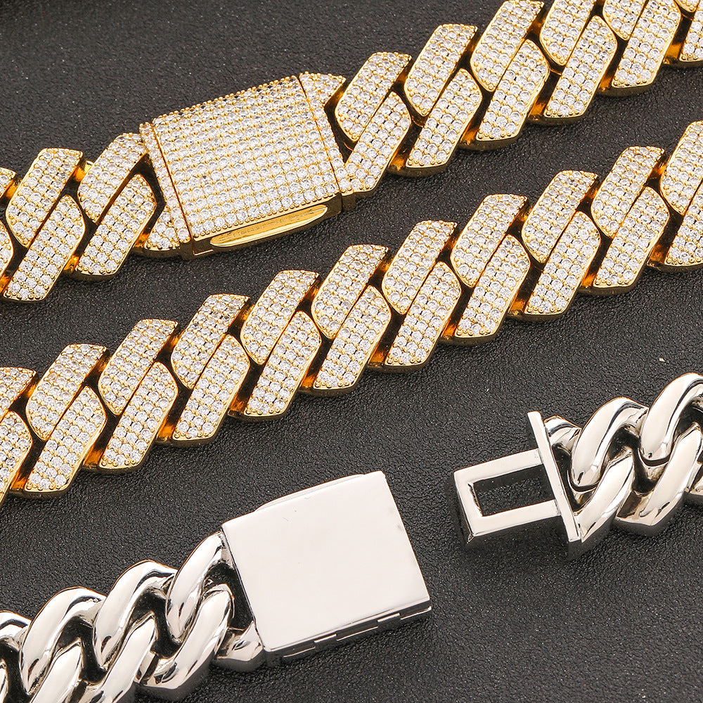 20MM Yellow Gold Iced Out Cuban Link Chain - 3 Row VVS