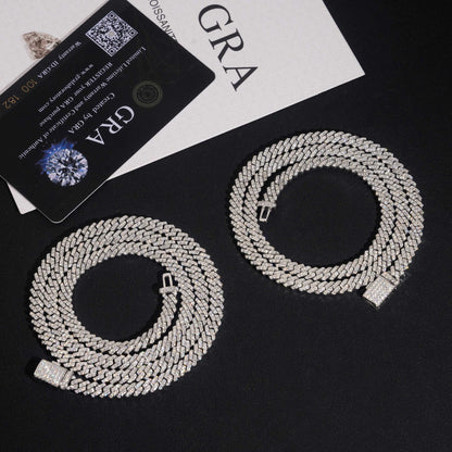 5MM moissanite Cuban link chain displayed with GRA certification documents
