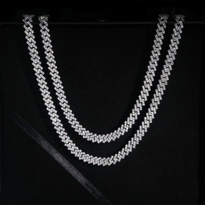 8MM Moissanite Cuban Link Chain - Single Row VVS S925 Silver