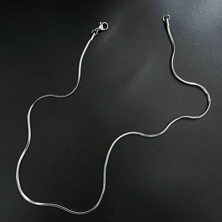 2MM White Gold Snake Chain - Men’s Silver Sleek Necklace