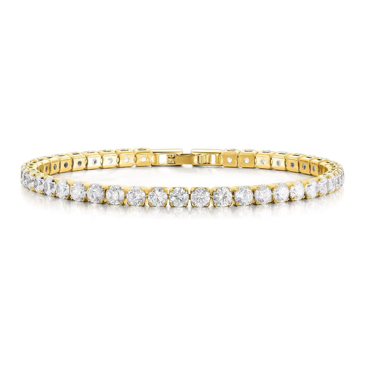 5MM Gold Tennis Bracelet - Classic Round Stone