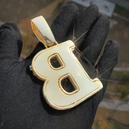 Gold Custom Initial Pendant - Iced Out Thorn Crown Letter