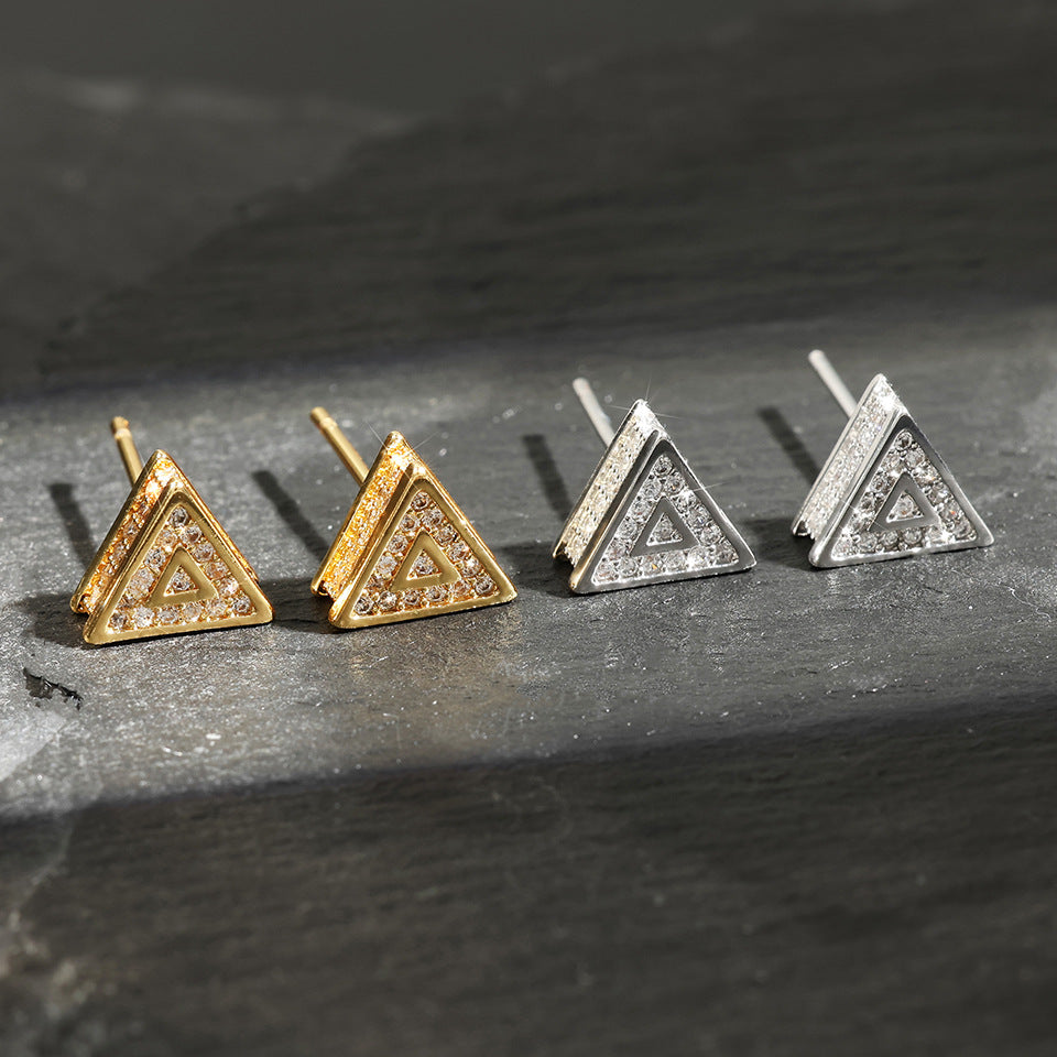 Gold Stud Earrings - Men's Triangle Earrings