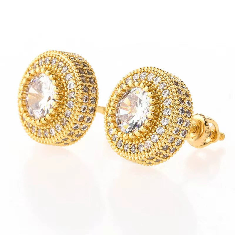 Round Zirconia Earrings - Ice Grind