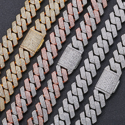 20MM Yellow Gold Iced Out Cuban Link Chain - 3 Row VVS