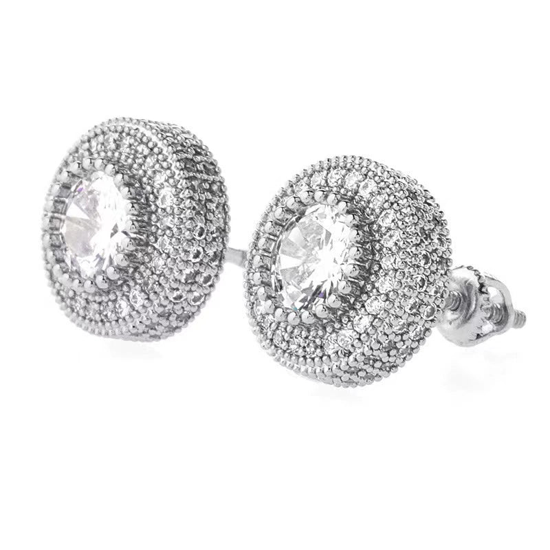 Round Zirconia Earrings - Ice Grind