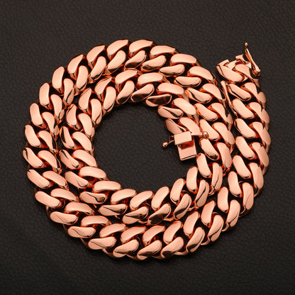 14MM Rose Gold Miami Cuban Link Chain - Bold Cuban Chain
