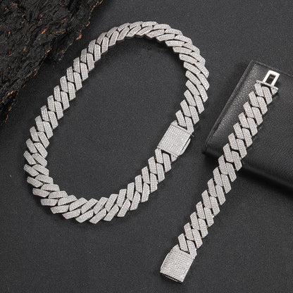 20MM White Gold Iced Out Cuban Link Chain - 3 Row VVS