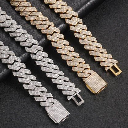 20MM Yellow Gold Iced Out Cuban Link Chain - 3 Row VVS