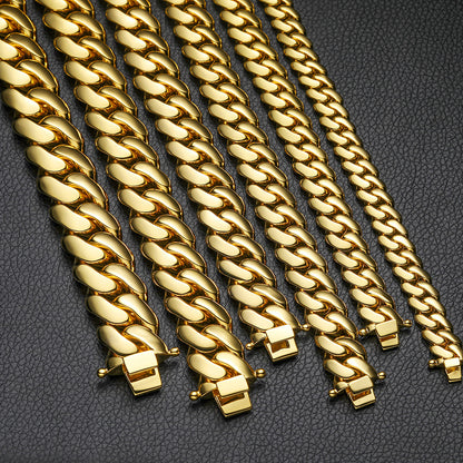 16MM Gold Miami Cuban Link Chain - High Polish Heavy Links