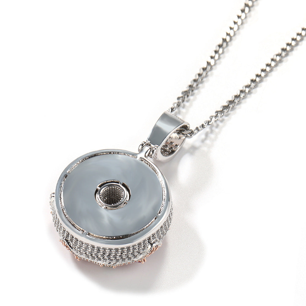 Gold Donut Pendant - Multicolor Stone Sprinkles