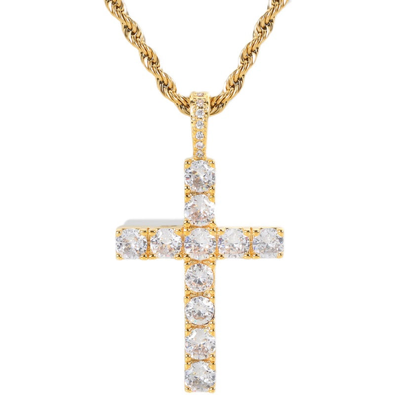 The Iced Cross – 5A Cubic Zirconia Pendant - Ice Grind