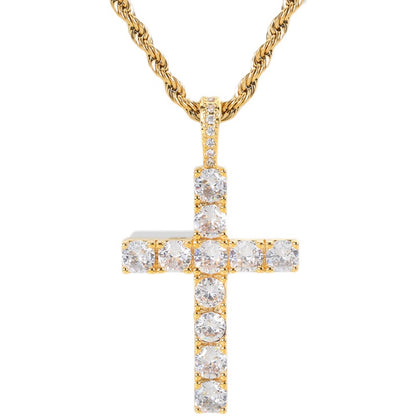 The Iced Cross – 5A Cubic Zirconia Pendant - Ice Grind
