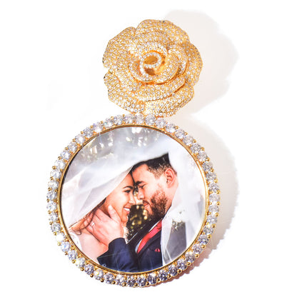 Custom Rose Iced Photo Pendant