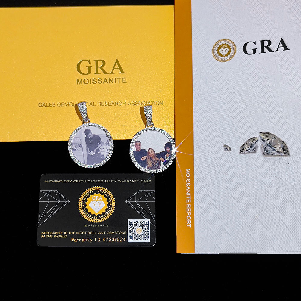 Moissanite Picture Pendant - Round VVS Photo Medallion