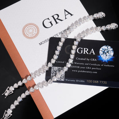 5MM Moissanite Tennis Chain - Heart Cut VVS S925 Silver