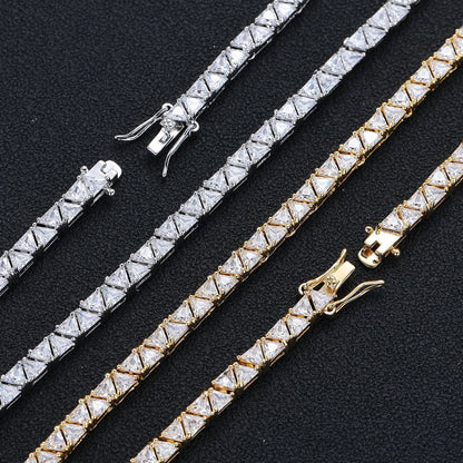 5MM Gold Pyramid Tennis Chain - Men's Gold Chain