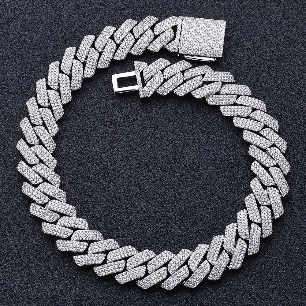 20MM White Gold Iced Out Cuban Link Chain - 3 Row VVS