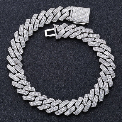 20MM White Gold Iced Out Cuban Link Chain - 3 Row VVS
