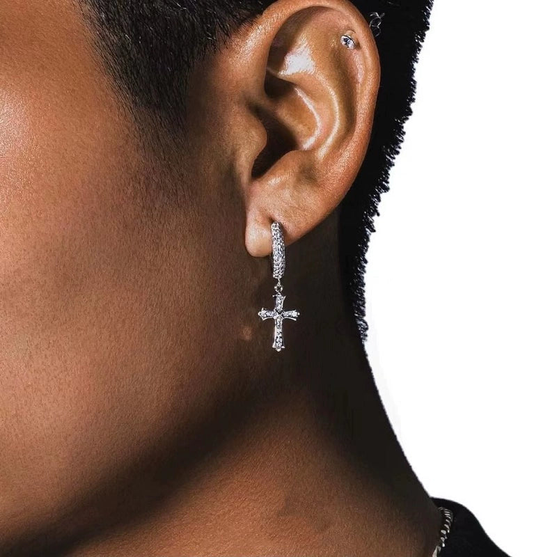 S925 Cross Earrings - Ice Grind