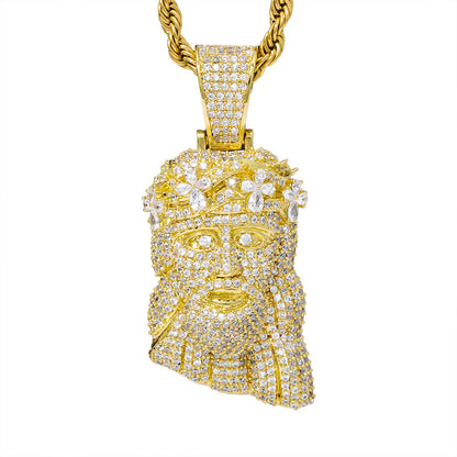 Iced Crown Jesus Pendant