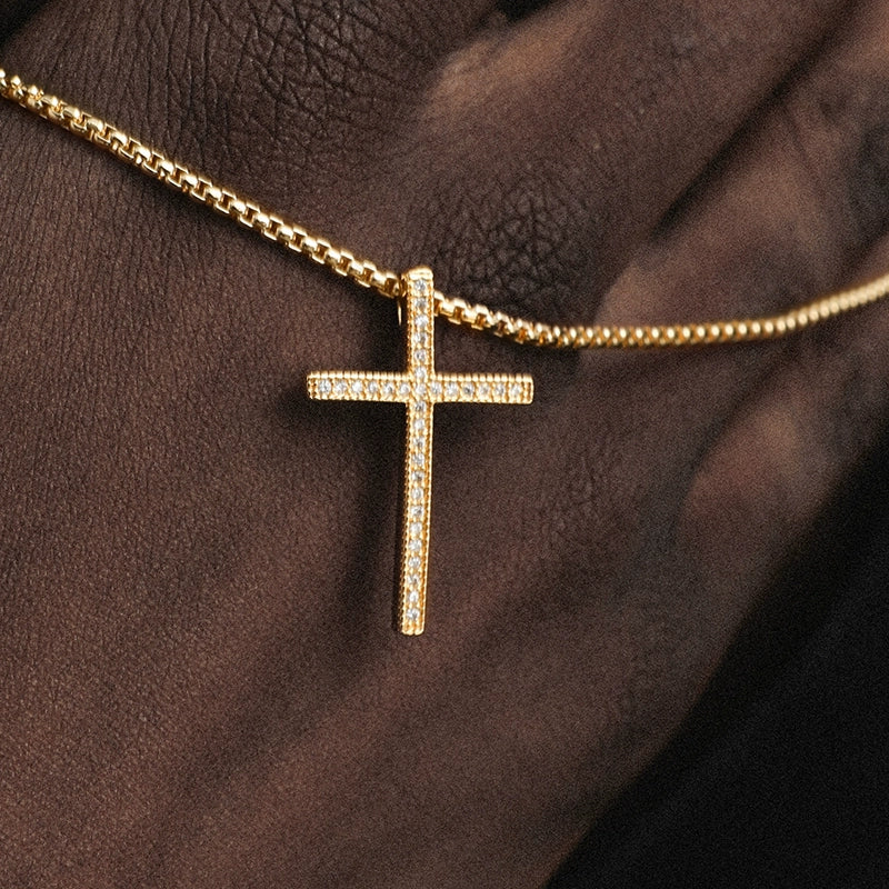 Micro Cross Drip Pendant - Ice Grind
