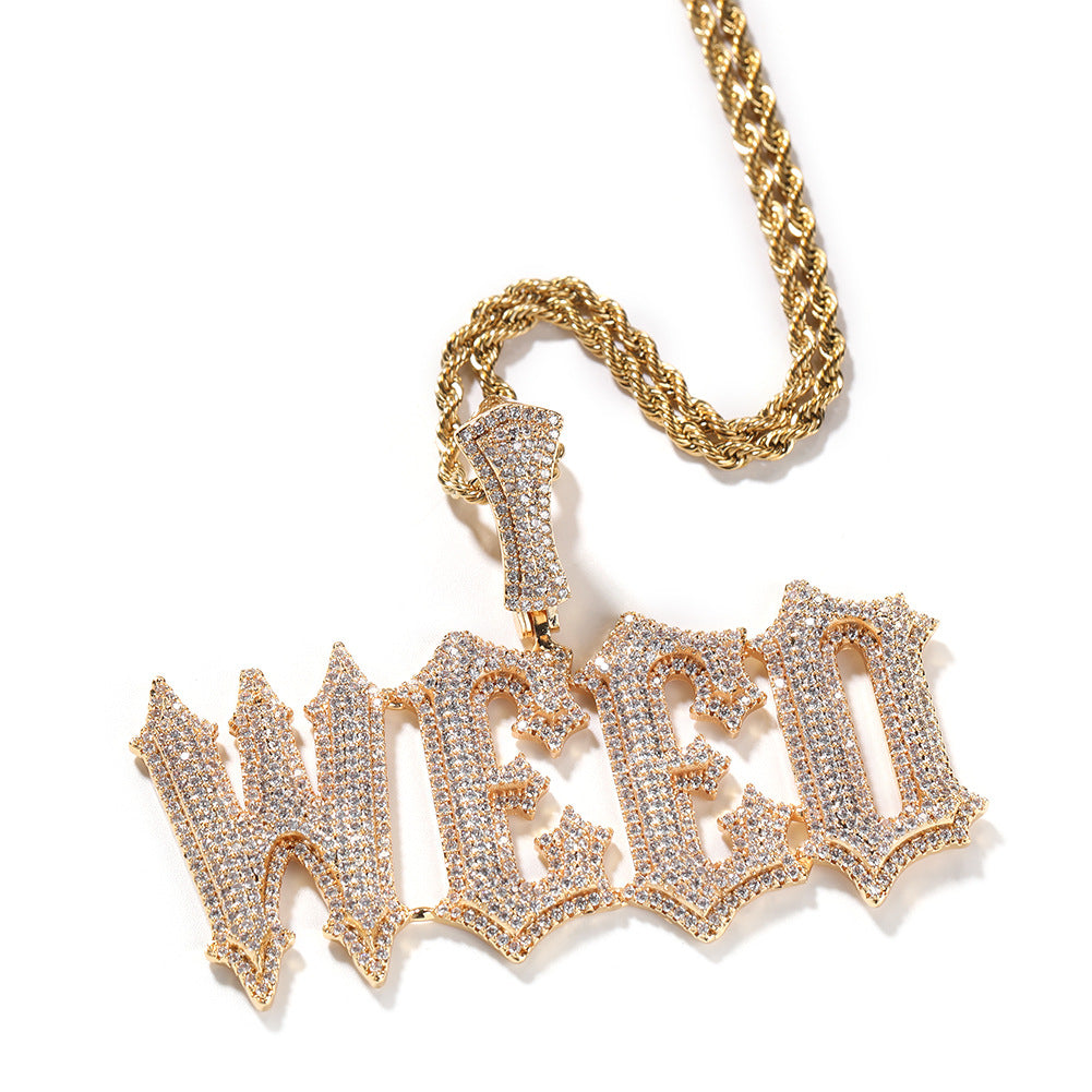 Gold Custom Name Pendants - Iced Out Gothic Name Design