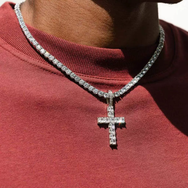 The Iced Cross – 5A Cubic Zirconia Pendant - Ice Grind