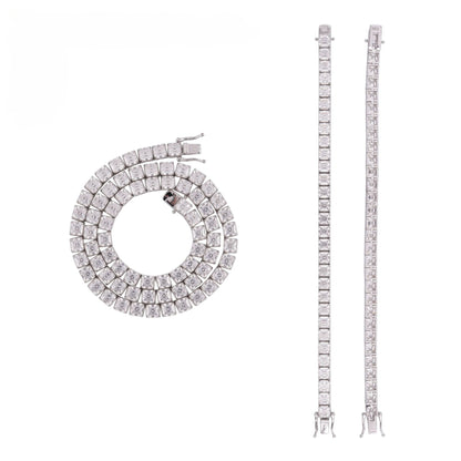 5MM Moissanite Tennis Chain - 0.8CT Asscher VVS Silver