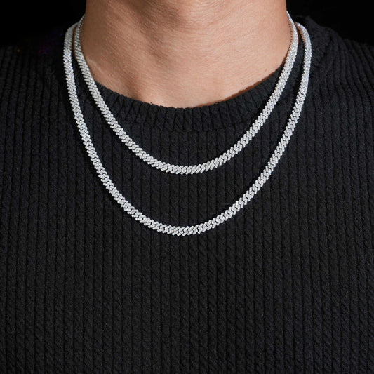 5MM Moissanite Cuban Link Chain - Big Stone Row