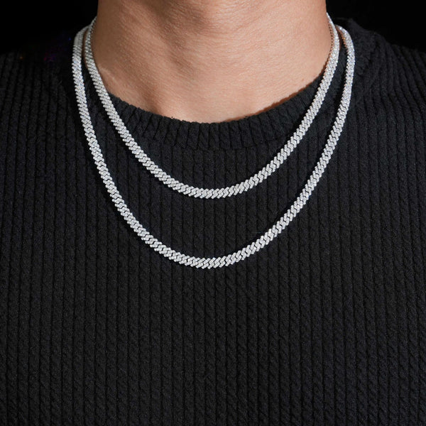 5MM Moissanite Cuban Link Chain - Big Stone Row