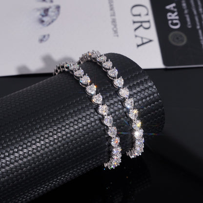 5MM Moissanite Tennis Chain - Heart Cut VVS S925 Silver