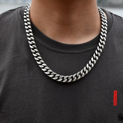 12MM Holy Script Brushed Cuban Chain - Ice Grind