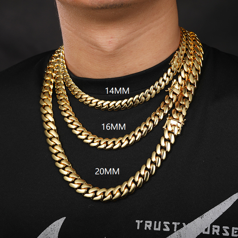 16MM Gold Miami Cuban Link Chain - High Polish Heavy Links