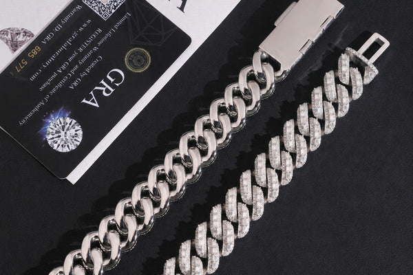 IceGrind moissanite chain collection featuring silver moissanite Cuban chains with GRA certification