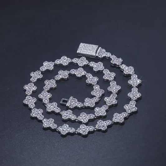 10MM Gold Cross Link Chain - Iced Out Bubble Cross Design