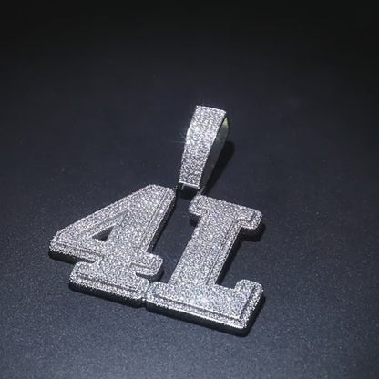 Custom Iced Number Pendant