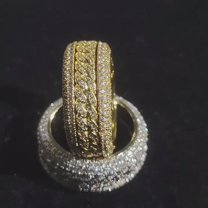 Gold Cuban Link Ring - Rotating Center Links