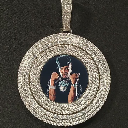 Rotatable Full Iced Custom Photo Pendant