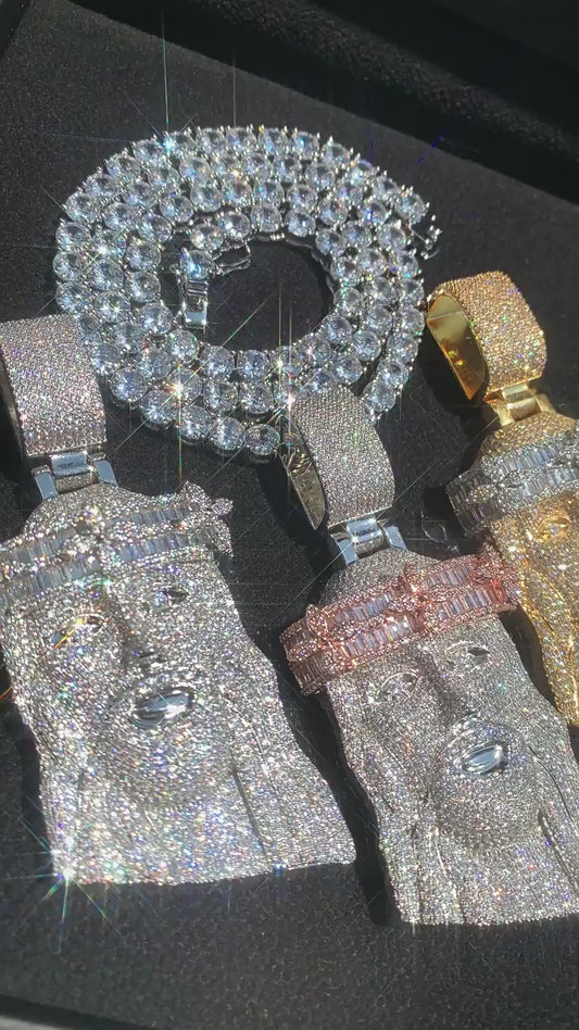 Iced Out Baguette Crown Jesus Piece Pendant