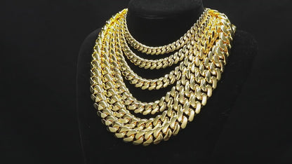 16MM Gold Miami Cuban Link Chain - High Polish Heavy Links