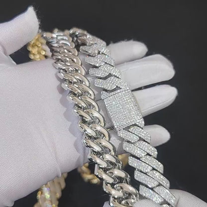 20MM Yellow Gold Iced Out Cuban Link Chain - 3 Row VVS